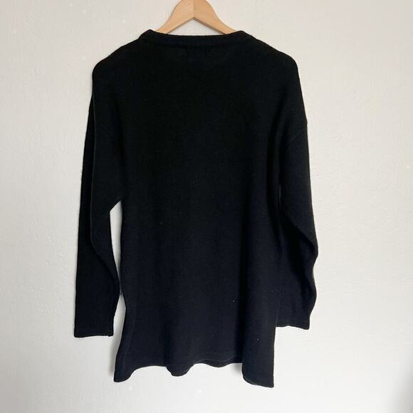 Vintage 90's 80's Sheridan Square Black Gem Stone Beaded Black Sweater Medium - Picture 5 of 5